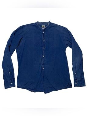 Massimo Alba Mens Blue Jean Long Sleeve Casual Cotton Button Shirt Italy Size M